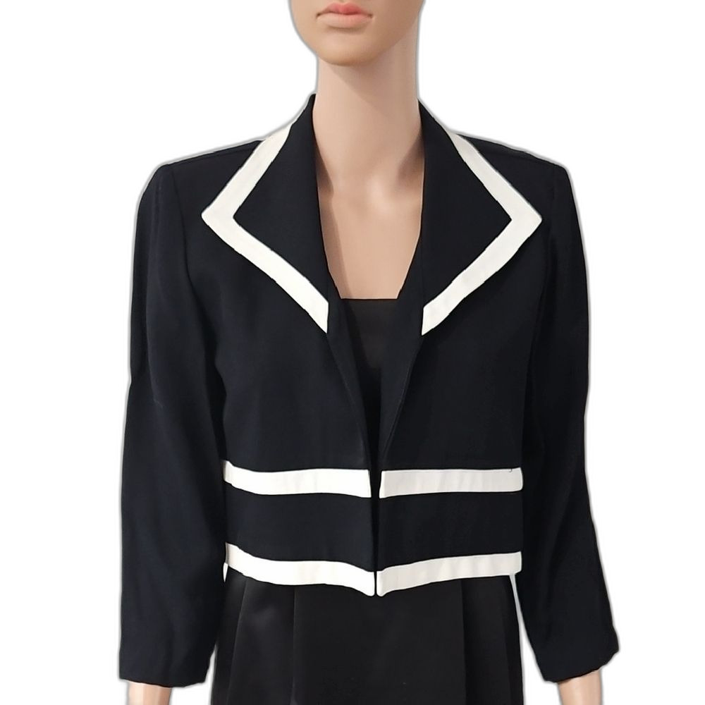 John Roberts Black and White Blazer with Nautical Stripes - Picture 3 of 11
